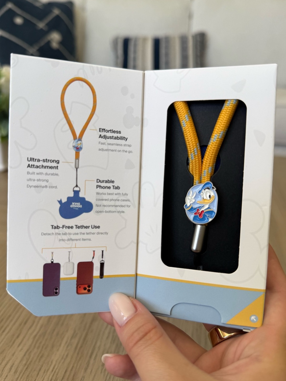 Disney Orbitkey Phone Wrist Strap Hand Lanyard Donald Duck Blue And Yellow NWT